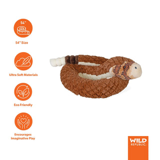 Wild Republic Luxury Snakes Rattlesnake Stuffed Animal - 54" Stuffed Animals