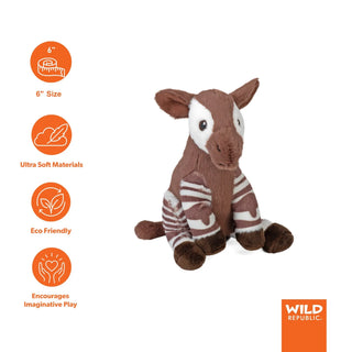 Wild Republic Rainforest Splendors Okapi Stuffed Animal - 6" Stuffed Animals