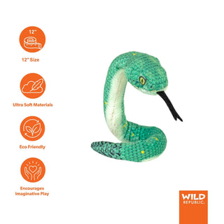 Wild Republic Coilkins Green Bush Viper Stuffed Animal - 12" Stuffed Animals