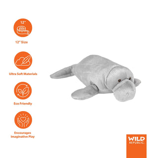 Wild Republic Cuddlekins Eco Dugong Stuffed Animal - 12" Stuffed Animals