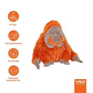 Wild Republic Cuddlekins Eco Orangutan Stuffed Animal - 12" Stuffed Animals