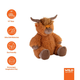 Wild Republic Snuggleluvs Highland Cow Stuffed Animal - 15" Stuffed Animals