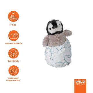 Wild Republic Hatchling Penguin Stuffed Animal - 6" Stuffed Animals