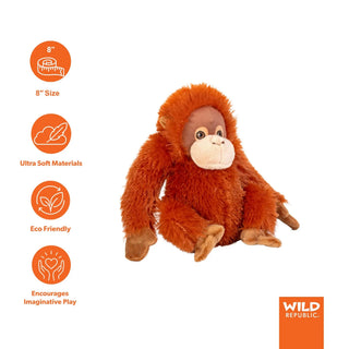Wild Republic Cuddlekins Eco Mini Orangutan Stuffed Animal - 8" Stuffed Animals
