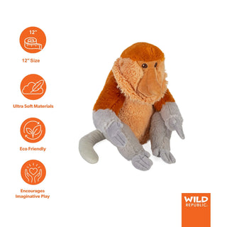 Wild Republic Cuddlekins Eco Proboscis Monkey Stuffed Animal - 12" Stuffed Animals