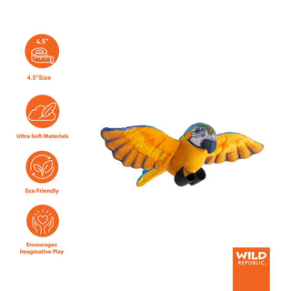Wild Republic Rainforest Birds Blue And Yellow Macaw Stuffed Animal - 4.5" Stuffed Animals