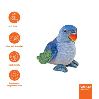 Wild Republic Rainforest Birds Blue Rumped Parrot Stuffed Animal - 4.5" Stuffed Animals