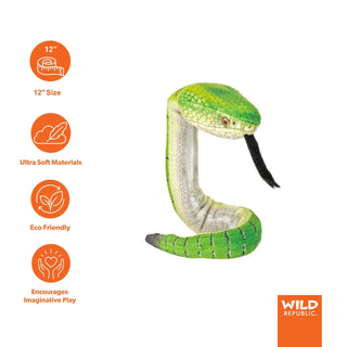 Wild Republic Coilkins Borneo Pit Viper Stuffed Animal - 12" Stuffed Animals