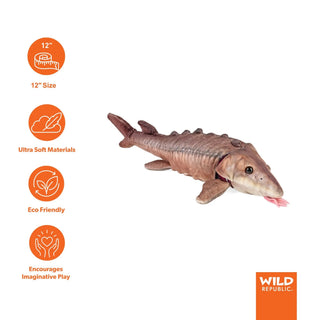 Wild Republic Living Ocean Sturgeon Stuffed Animal - 12" Stuffed Animals