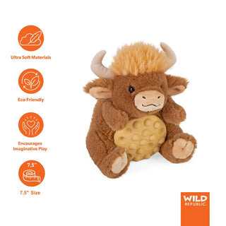 Wild Republic Poppykins Mini Highland Cow Stuffed Animal - 7.5" Stuffed Animals