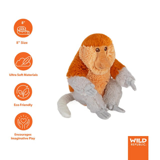 Wild Republic Cuddlekins Eco Mini Proboscis Monkey Stuffed Animal - 8" Stuffed Animals
