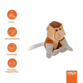 Wild Republic Pocketkins Eco Proboscis Monkey Stuffed Animal - 5" Stuffed Animals