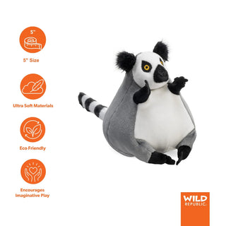 Wild Republic Flipkins Ring Tailed Lemur Stuffed Animal - 5" Stuffed Animals