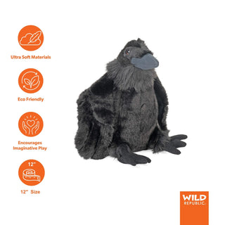 Wild Republic Cuddlekins Raven Stuffed Animal - 12" Stuffed Animals