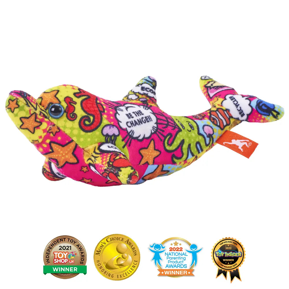 Wild Republic Flippers & Friends Recycled Ocean Plastic Ride-On Dolphin (Push Toy)